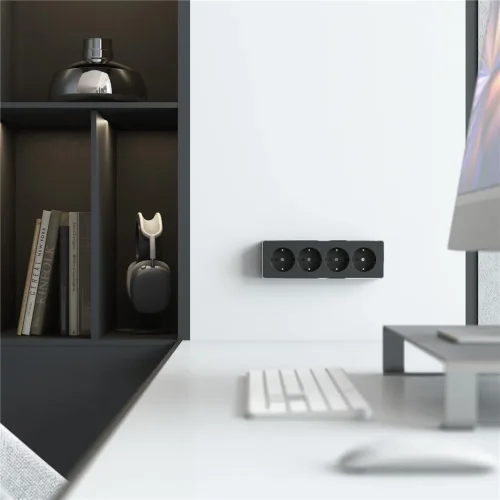 Розетка четверная с заземлением и шторками Gallant черный/хром W5072258 - фото 5