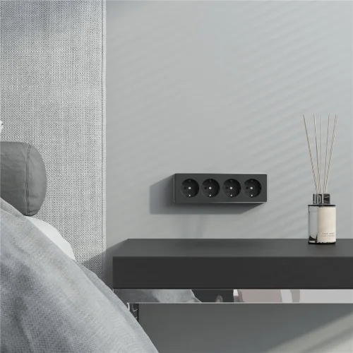 Розетка четверная с заземлением и шторками Gallant черный/хром W5072258 - фото 6