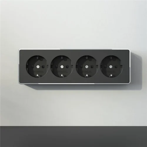 Розетка четверная с заземлением и шторками Gallant черный/хром W5072258 - фото 7