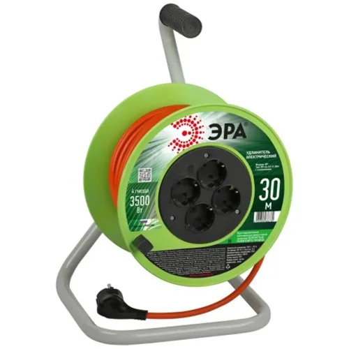 Удлинитель на катушке 4х30м с заземл. RP-4e-3x1.5-30m ПВС 3х1.5 Эра Б0056102 - фото