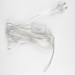 UCX-C12-01A-450 CLEAR Сетевой шнур с вилкой и выключателем, 1А, 250Вт, 4.5м, Прозрачный