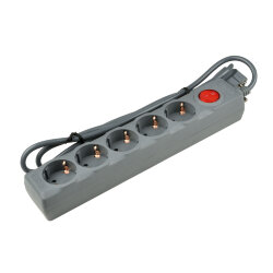 S-GSU5-1.5 GREY Cетевой фильтр серии Universal, 1.5м Пвс 3x0.75, 5 гнезд, с-з, 10А, Защита от перенапряжения, короткого замыкания.