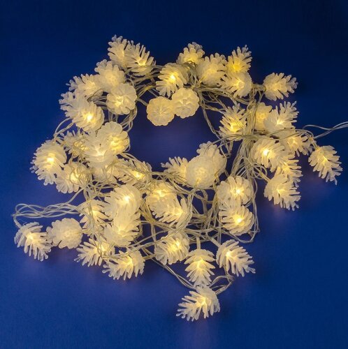 ULD-S0500-050-DTA WARM WHITE IP20 PINE CONES Гирлянда светодиодная Шишки, 5м, 50 светодиодов, Теплый белый свет, Провод прозрачный - фото 1