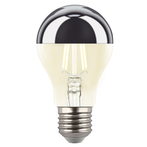 LED-A60-4W-3000K-E27-CL MIRROR-CHROME PLS02WH Лампа светодиодная, Форма A, прозрачная колба с зеркальным отражателем, Серия Sky, Теплый белый свет 3000K - фото 1