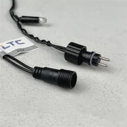 Гирлянда Нить с Колпачком 10м Тепло-Белая с Мерцанием Каждого Диода 24В, 100 LED, Провод Черный ПВХ, IP65