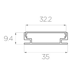 Профиль встроенный для стен алюминиевый LC-LPV-1035-2 Anod