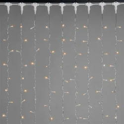 Гирлянда Занавес 1 x 9 м Экстра Тепло-Белый 220В, 900 LED, Провод Прозрачный ПВХ, IP54