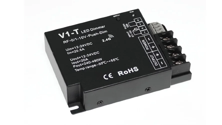 Диммер V1-T IC5 RF/0-10V/Push Dim (12/24V, 1ch x 20A, 1ch x 240/480W) - фото I