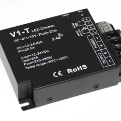 Диммер V1-T IC5 RF/0-10V/Push Dim (12/24V, 1ch x 20A, 1ch x 240/480W)