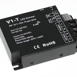 Диммер V1-T IC5 RF/0-10V/Push Dim (12/24V, 1ch x 20A, 1ch x 240/480W)