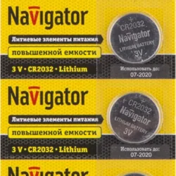 Элемент питания литиевый CR2032 94 765 NBT-CR2032-BP5 (блист.5шт) Navigator 94765