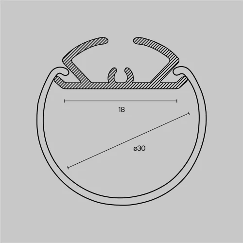 Алюминиевый профиль подвесной D30 (Серебро, 2 м), ALM-D30-S-2M (Серебро) - фото 2