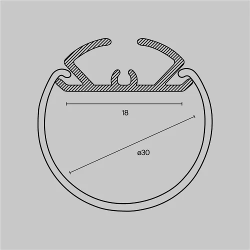 Алюминиевый профиль подвесной D30 (Серебро, 2 м), ALM-D30-S-2M (Серебро) - фото 2