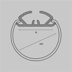 Алюминиевый профиль подвесной D30 (Серебро, 2 м), ALM-D30-S-2M (Серебро)