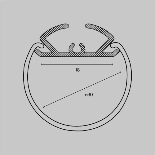 Алюминиевый профиль подвесной D30 (Серебро, 2 м), ALM-D30-S-2M (Серебро) ALM-D30-S-2M - фото 2
