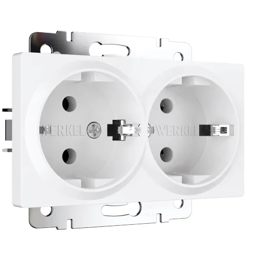 Розетка двойная с заземлением (белый матовый) W1172061 - фото