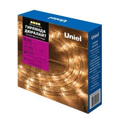 ULD-D50 8M-С08 IP44 WARM WHITE Гирлянда светодиодная Дюралайт, 8м, С контроллером, Теплый белый свет, Провод прозрачный