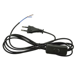 UCX-C10-02A-170 BLACK Сетевой шнур с вилкой и выключателем, 2А, 500Вт, 1.7м, Черный