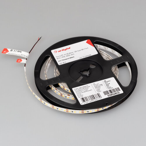 Светодиодная лента RT-А120-8mm 12V Cool 8К (14.4 W/m, IP20, 2835, 5m) (Arlight, Открытый) 028568(2) - фото 2
