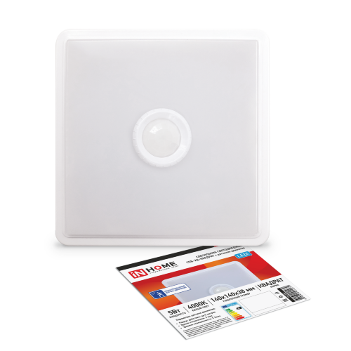 Светильник светодиодный СПБ-2Д-КВАДРАТ 5Вт 230В 4000К 400Лм 140мм c датчиком белый IN HOME - Фото