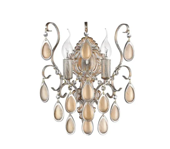 Серия Chabrol заслуживает особого внимания благодаря интересному цветовому сочетанию отделки арматуры, каплевидным кристаллам из стекла. Благодаря необычному дизайну светильники станут настоящим украшением любого интерьера! (Белый с Золотом) - фото