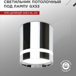 Светильник потолочный НПБ ЦИЛИНДР-GX53-NL-CH под лампу GX53 82х80мм хром IN HOME