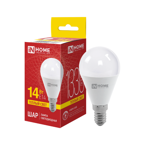 Лампа светодиодная LED-ШАР-VC 14Вт 230В E14 3000K 1330Лм IN HOME - Фото