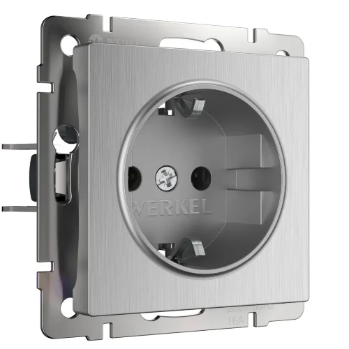 W1171009/ Розетка с заземлением (cеребряный рифленый) W1171009 - фото