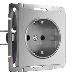 W1171009/ Розетка с заземлением (cеребряный рифленый) W1171009