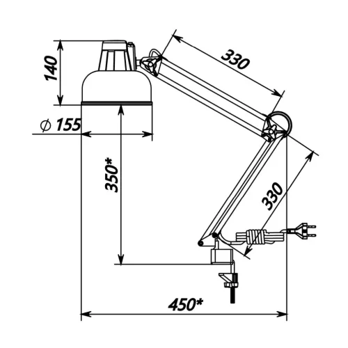 Светильник настольный 1xE27 | Белый на МС струбцине | Бета НДБ37-60-013 | - ТРАНСВИТ. Фото 3
