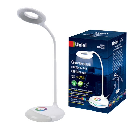 TLD-535 White-LED-250Lm-5500K-Dimmer Светильник настольный с ночником RGB, 4W, Встроенный аккумулятор 1800mAh, Сенсорный выключатель, Белый. - фото 15