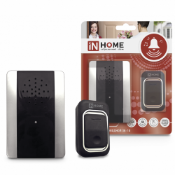 Звонок беспроводной ЗБ-10 38 мелодий с регулировкой звука, подсветкой, 150м цифровым кодированием с кнопкой IP44 СЕРЕБРЯНО-ЧЕРНЫЙ IN HOME