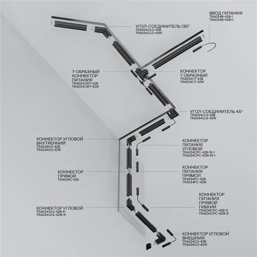 Шинопровод 1 м Exility встраиваемый под ГКЛ 9,5мм, черный (Черный) TRX034-421B - фото 2