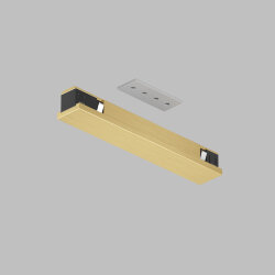 Электрический коннектор прямой для трека SHINE BASE, 48V DC, IP20, сатинированная латунь, алюминий, Denkirs TR5722-SB