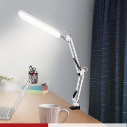 Светильник настольный светодиодный PLUS ССС-05Б 12Вт 6500К 500Лм, USB, с адаптером, на струбцине БЕЛЫЙ IN HOME