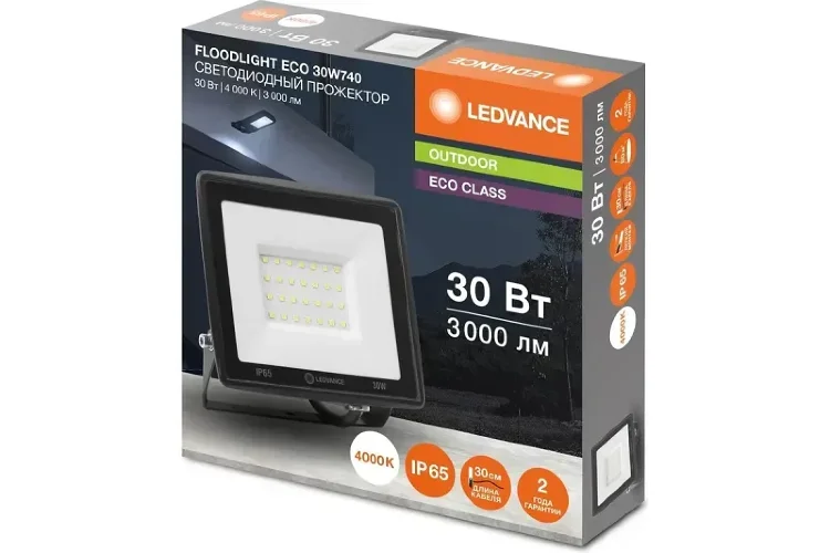 Прожектор светодиодный 30W/4000K 230V IP65 3000Lm 110° | FLOODLIGHT ECO SALE | - LEDVANCE. Фото 2