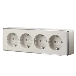 Розетка четверная с заземлением и шторками Gallant слоновая кость W5072204