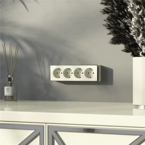 Розетка четверная с заземлением и шторками Gallant слоновая кость W5072204 - фото 3