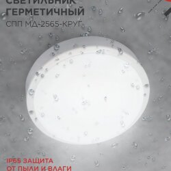 Светильник светодиодный герметичный СПП МД-2565-КРУГ 25Вт 6500К 2250Лм с микроволновым датчиком IP65 175мм IN HOME