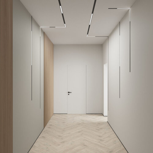 DK8015-BK Угловой трековый светильник SMART LINEAR со светодиодом, L312*312, 220V, 18W, 3000-6000К, IP20, черный, алюминий. Фото 5