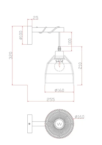 Настенный светильник (бра) FR5334WL-01B Сеть / Mesh E27x1 (Черный) FR5334WL-01B - фото 2