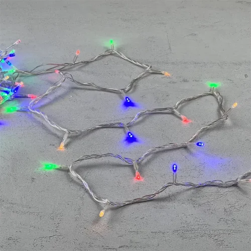 Гирлянда Нить 10м Разноцветная 24В, 100 LED, Провод Прозрачный ПВХ, IP54. Фото 3.