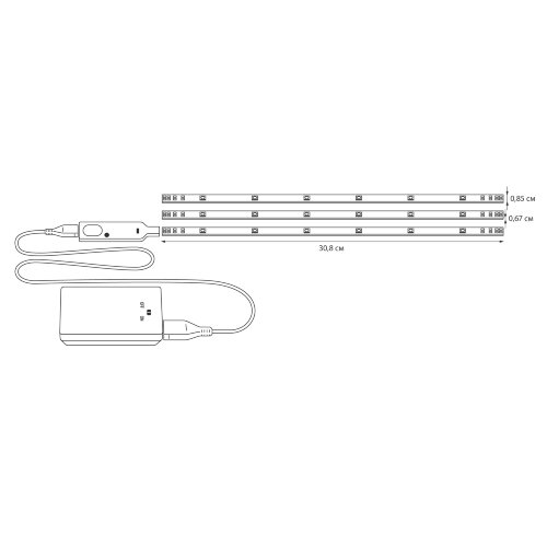 ULM-F42-3W-4200K SENSOR IP20 WHITE Комплект светодиодных полосок с датчиком движения 10Lux, Питание 4ААА, 150Lm, Белый - фото 12
