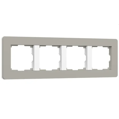 Рамка из поликарбоната на 4 поста Split дымчатый/белый, soft-touch W0043067 - фото