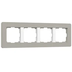 Рамка из поликарбоната на 4 поста Split дымчатый/белый, soft-touch W0043067