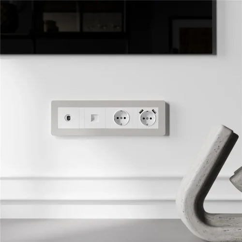 Рамка из поликарбоната на 4 поста Split дымчатый/белый, soft-touch W0043067 - фото 3