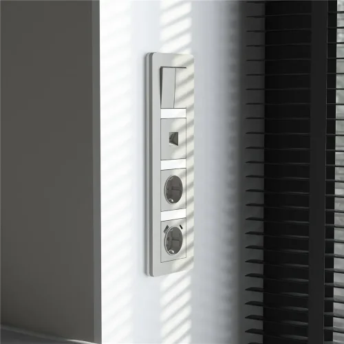 Рамка из поликарбоната на 4 поста Split дымчатый/белый, soft-touch W0043067 - фото 4