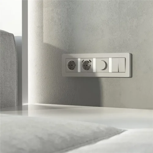 Рамка из поликарбоната на 4 поста Split дымчатый/белый, soft-touch W0043067 - фото 5