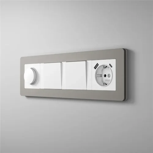 Рамка из поликарбоната на 4 поста Split дымчатый/белый, soft-touch W0043067 - фото 7