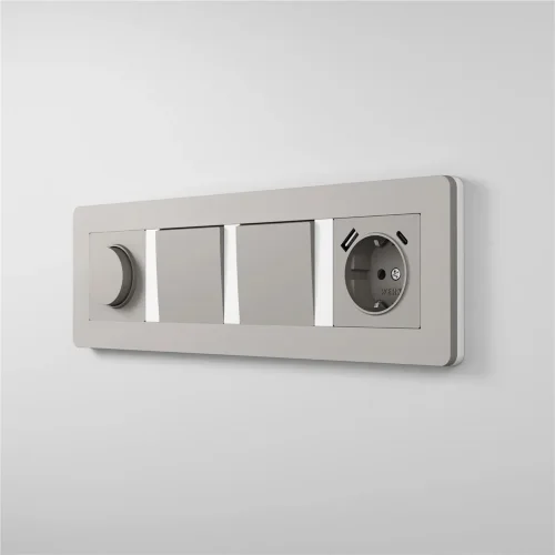 Рамка из поликарбоната на 4 поста Split дымчатый/белый, soft-touch W0043067 - фото 9